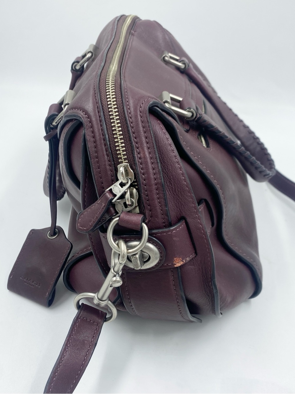 Coach Ace Glovetanned Leather Satchel Oxblood Maroon Purse Shoulder Handbag - Picture 9 of 14